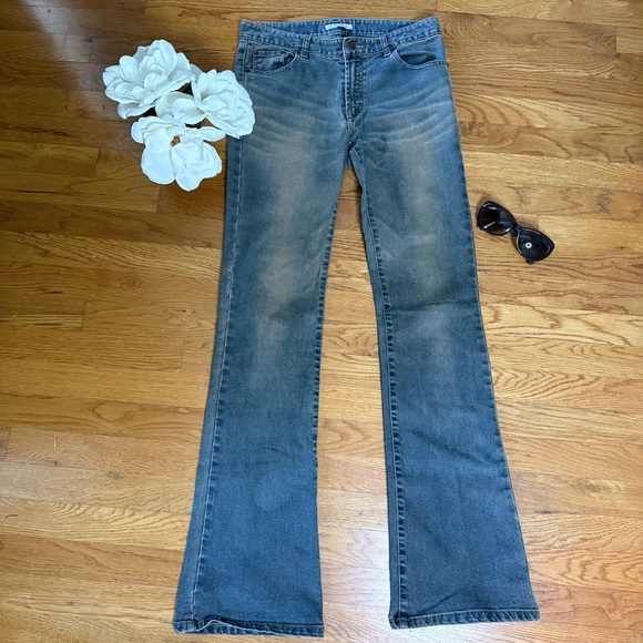 Juno Denim - Juno Mid Rise Flare Jeans with Natural Fading